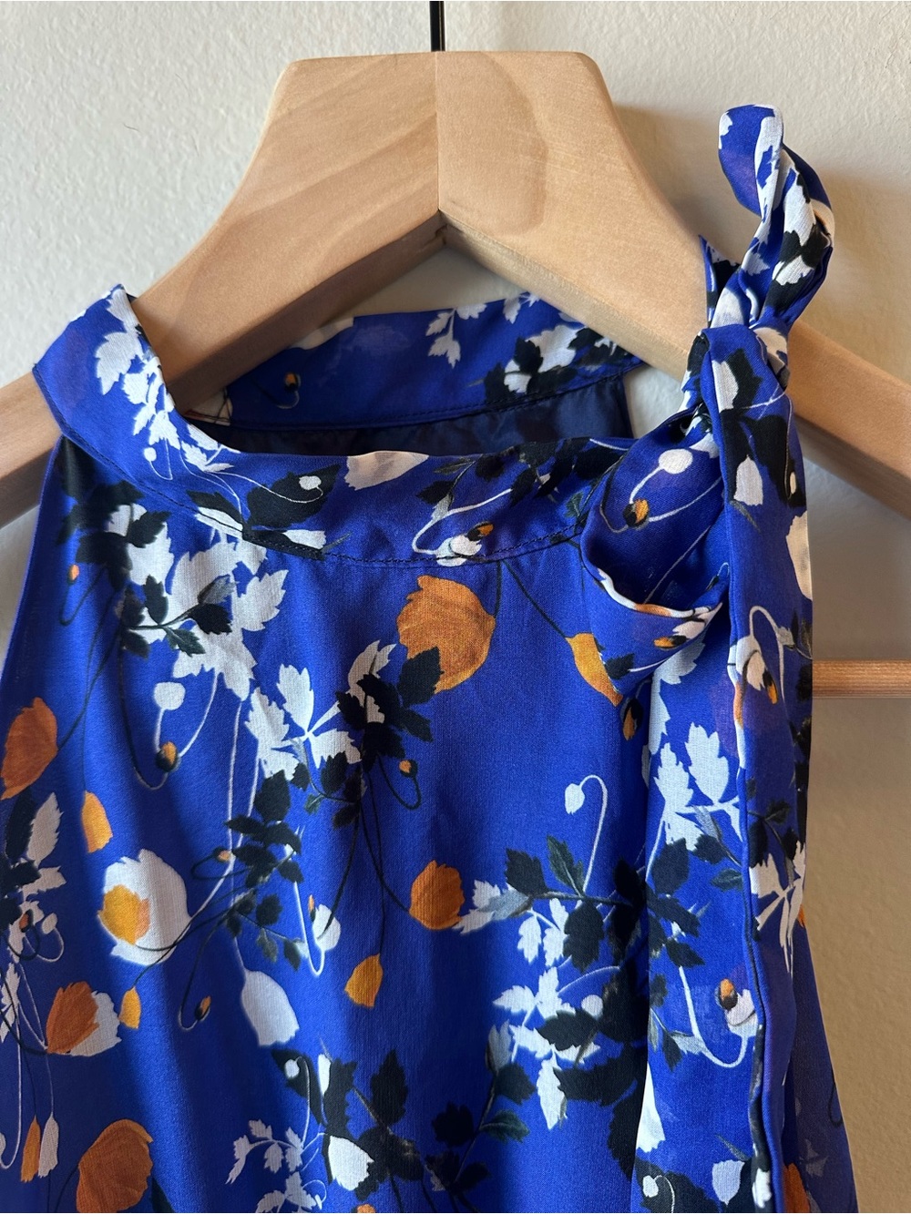 Ridley 100% Silk Blue Floral Halter Maxi Dress - Picture 3 of 7